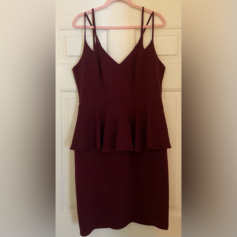 Charlotte Russe - Maroon Sheath Peplum Dress, Junior 2X